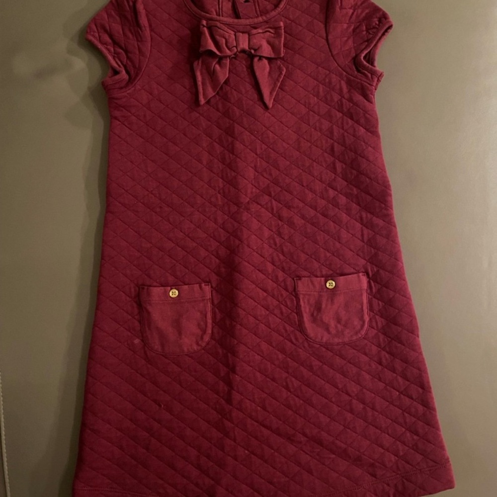 Janie and Jack Burgundy Quilted Dress with Bow